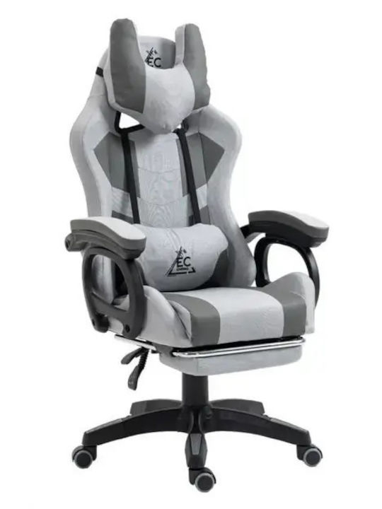 Scaun Gaming din Piele Sintetica cu Suport de Picioare Gri