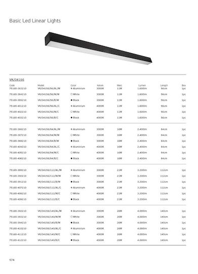 VK Lighting Commercial Linear LED Ceiling Light 19W Natural White IP20 L84xD6.1xH5.6cm
