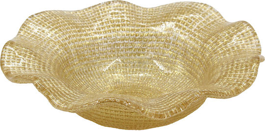 Keskor Διακοσμητική Πιατέλα Γυάλινη Χρυσή 21.5x21.5x6εκ.