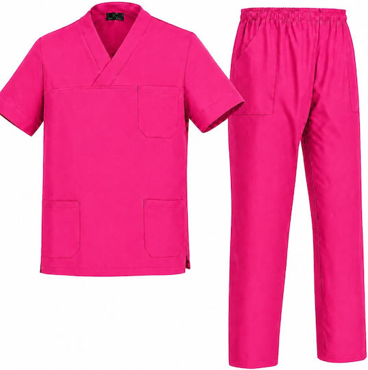 Victory Clothing Tr26 Унисекс Медицински комплект панталон и блуза Фуксия
