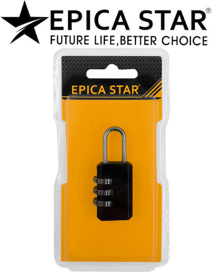 Epica Star Vorhängeschloss Messing Kombination Schwarz
