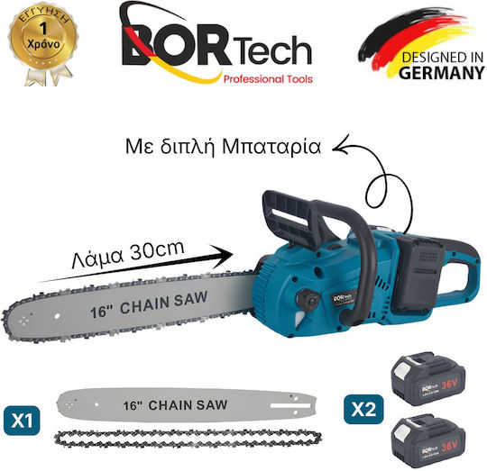Bortech Batteriebetriebene Kettensäge 2x5Ah 36V mit Klinge 30,5cm
