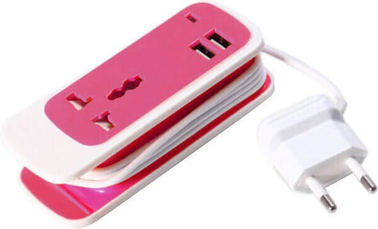 EXBO-S15 Rosa Steckdosenadapter aus Universal für Griechenland mit 2 USB-Steckdosen