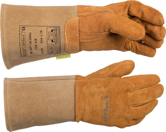 Weldas Soft Touch Gloves for Work Welding Brown Leather 1pcs