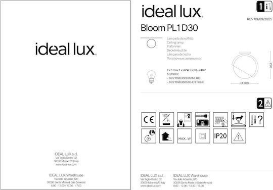 Ideal Lux Deckenleuchte 30cm