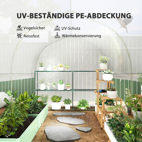 Outsunny 84H-217V00WT Gewächshaus Typ Haus 3x2x2m