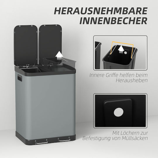HomCom Kunststoff Gewerbliche Abfallbehälter Abfall 2x30Es Gray