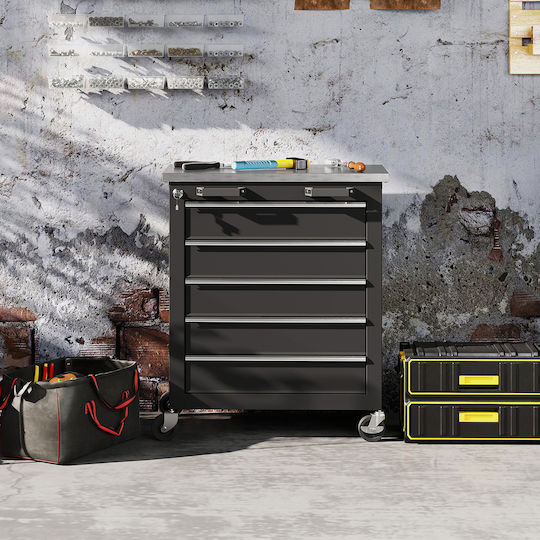 HomCom Rollbar Metallisch Werkzeugkiste