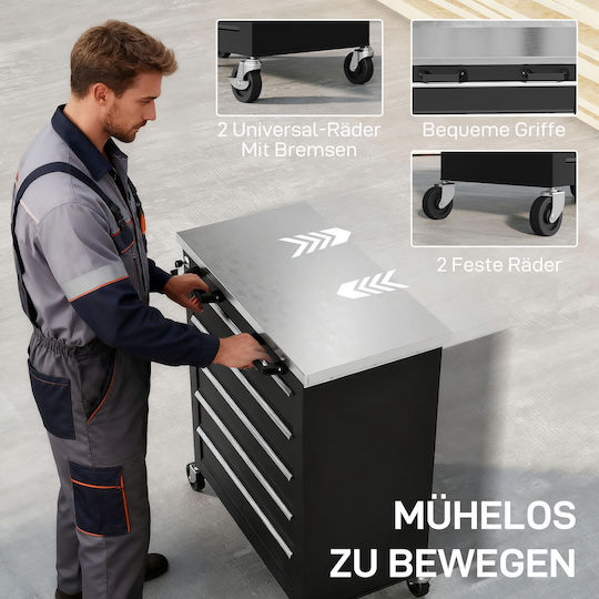 HomCom Rollbar Metallisch Werkzeugkiste