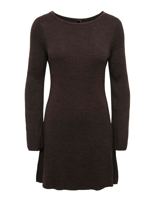 Mini Damenkleid Gestrickt Kaffee Bohne Braune