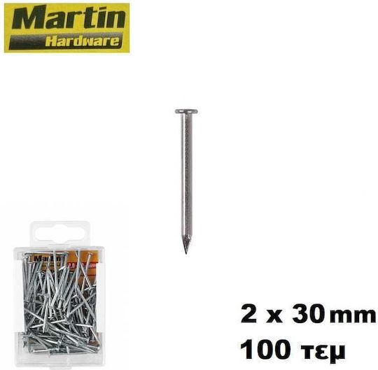 Steel Nails Grooved 2x30mm Martin 94004 100 Pieces