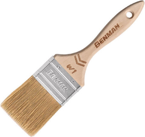 Benman Pinsel Halbdoppel W1 Weiße Haare Holzgriff 50mm