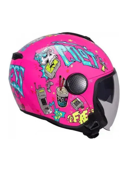 Pilot Fly SV Future Express Roz Lucios Cască Moto Jet ECE 22.06 1300 g cu Vizieră de Soare