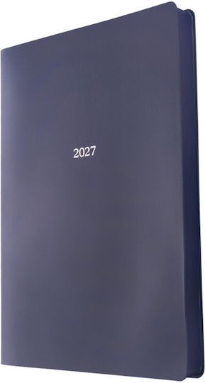 Type Center Ημερήσια Ατζέντα 2027 Μπλε Δερμάτινη 21x29.7εκ. (με Προσωποποίηση)