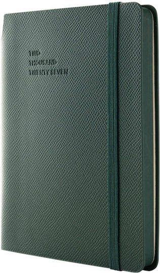 Type Center Weekly Agenda A6 2027 Green Leather 10.5x14.8cm (with Personalization)