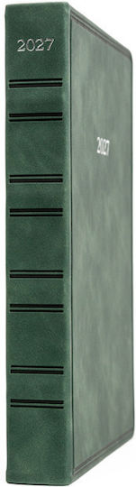Type Center Daily Agenda A5 2027 Green Leather 14x20.5cm with Personalization