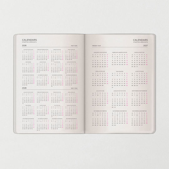 Type Center Weekly Agenda A6 2027 Green Leather 10.5x14.8cm (with Personalization)
