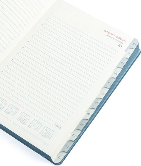 Type Center Daily Agenda B5 2027 Blue Leather 5x23.4cm (with Personalization)