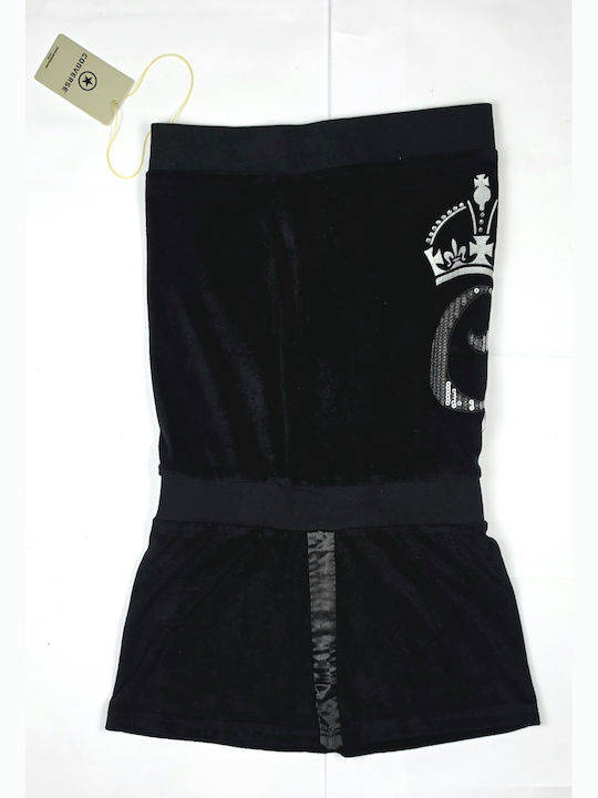 Damen Trägerloses Ganzkörper-Shorts Schwarz