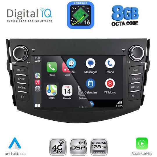 Digital IQ Автомобилна Аудио Система За Toyota RAV 4 2006-2012 (Bluetooth/USB/Вграден Wi-Fi/GPS/Apple CarPlay/Android Auto) С Touch Screen 7"