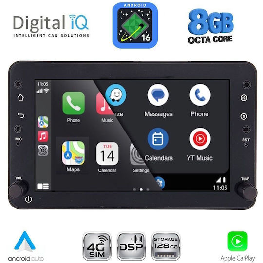 Digital IQ Sistem Audio Auto Pentru Alfa Romeo Spider / Brera 2004-2012 Bluetooth USB Wi-Fi GPS Apple CarPlay Android Auto Cu Ecran Tactil 7"