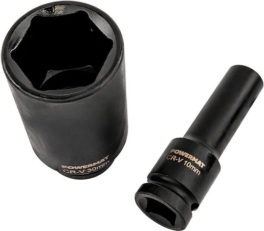 Powermat Καρυδάκια Αέρος Μακριά με Καρέ Υποδοχής 1/2", HEX Σετ 15τμχ