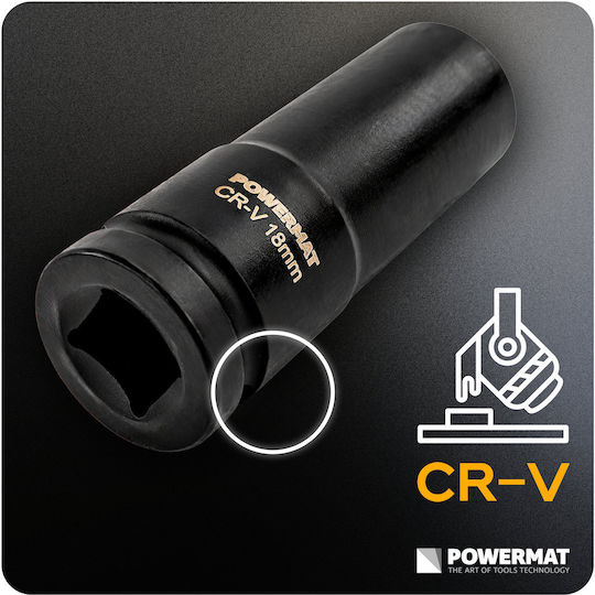 Powermat Καρυδάκια Αέρος Μακριά με Καρέ Υποδοχής 1/2", HEX Σετ 15τμχ
