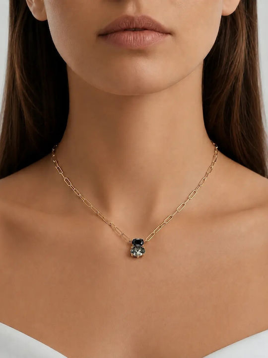 Dyrberg/Kern Gold Plated Steel Necklace Black