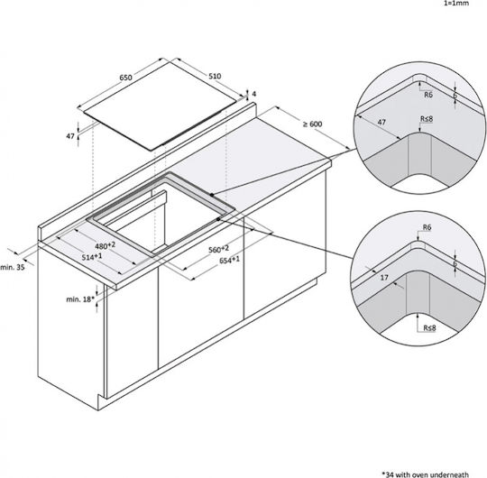 Haier ID Series 2 Intelligentes Induktion Kochfeld Autonom mit Sperrmodus 65x51cm