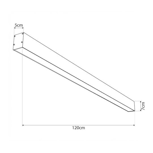kelvo LED Commercial Linear Ceiling Lighting 72W Warm White IP20 with Adjustable Intensity L120xH7cm