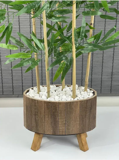 SteweHome Dekoratives Bambusbaum Geflochtene Korb Holz Elliptischer Sockel 5 Stämme