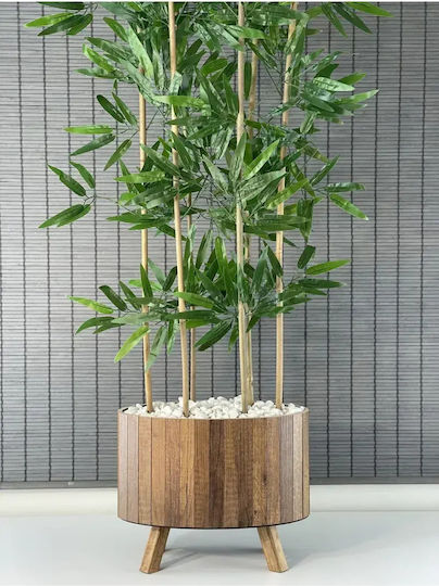 Stewehome Dekoratives Bambusbaum Mit Dichten Künstlichen Blättern Holz Elliptischer Basis Beine 35.5x20x26 Cm