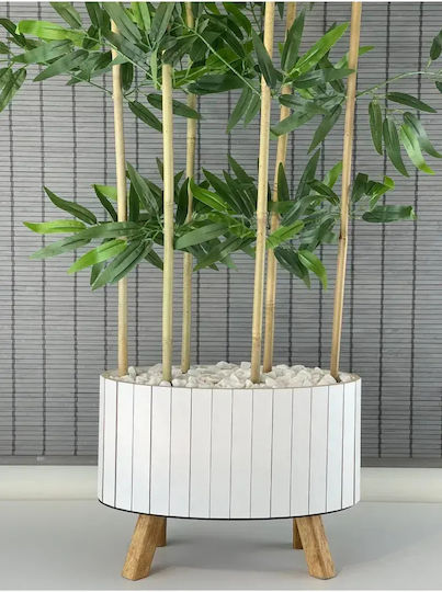Stewehome Arbore De Bambus Decorativ Frunze Artificiale Deasă Bază Eliptică Din Lemn Picioare