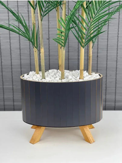 Stewehome Dekorative Topfpflanze Palmyra 6 Stämme Holz-elliptischer Basis Topf