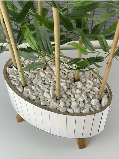 Stewehome Arbore De Bambus Decorativ Frunze Artificiale Deasă Bază Eliptică Din Lemn Picioare
