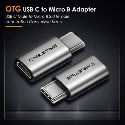 Cabletime CT-CMMCBF-ASG USB-C männlich zu Micro-USB weiblich Konverter Grau