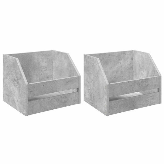 vidaXL Vinyl Album Box 2 Pcs Concrete Grey 38 x 30 x 29 cm