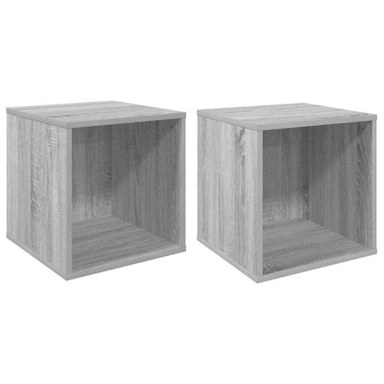vidaXL Vinyl Record Album Box 2 pcs Grey Sonoma 37 x 36,5 x 38 cm