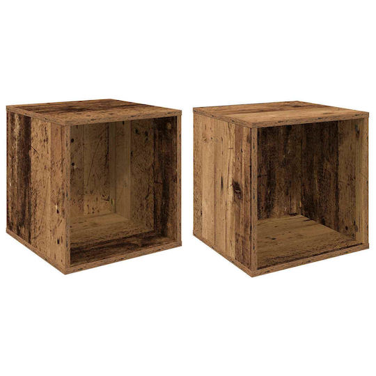vidaXL Vinyl Record Album Box 2 Pcs Oak Wood 37 x 36,5 x 38 cm