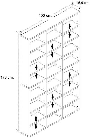 Βιβλιοθήκη Καρυδί 100x16.6x178εκ.