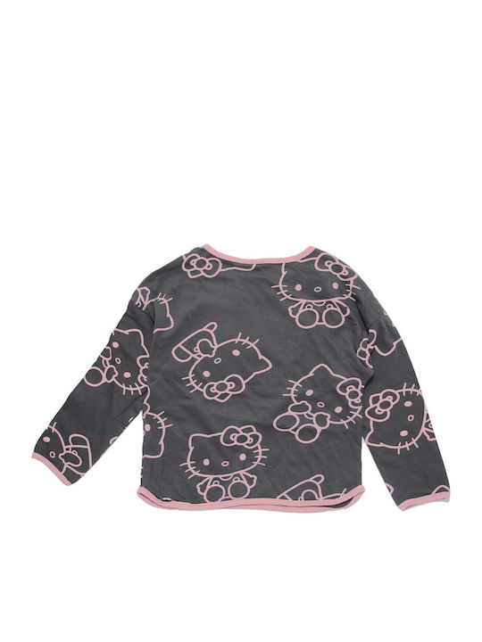 Kinderoberteile Langärmelig Dunkelgrau Mit Rosa Details