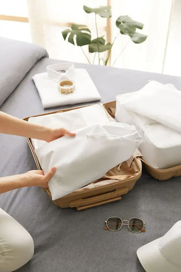 SteweHome Set Organizer-Koffer Weißes Stoff Parasut Waschbar 25x40x40 cm