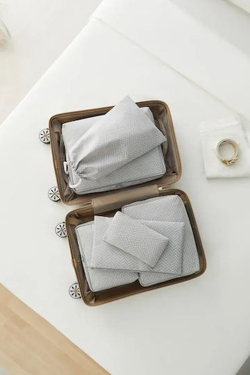 SteweHome Set Organizatoare de Depozitare pentru Valiză Albă Material Parașută Lavabilă 25x40x40 Cm