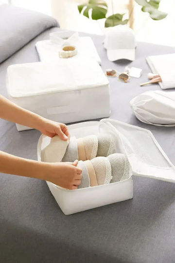 SteweHome Set Organizer-Koffer Weißes Stoff Parasut Waschbar 25x40x40 cm