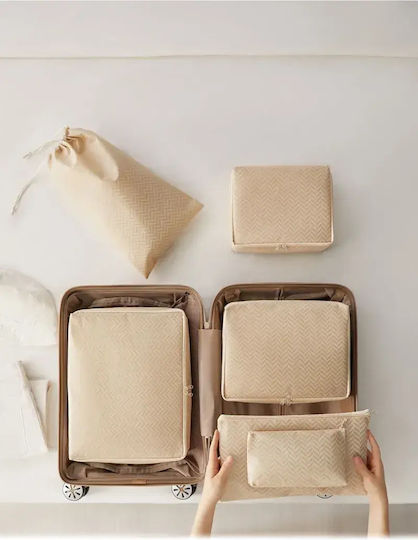 SteweHome Set Organizatoare de Depozitare pentru Valiză Albă Material Parașută Lavabilă 25x40x40 Cm