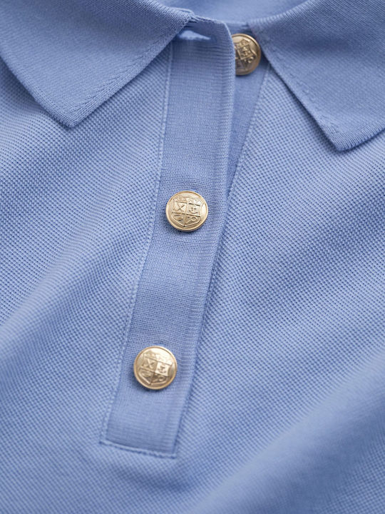 Gant Regular Women's Long Sleeve Polo Blouse Light Blue