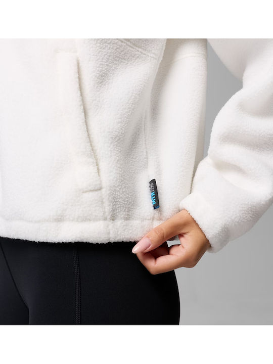 Winter Women's Fleece Blouse with Hood White