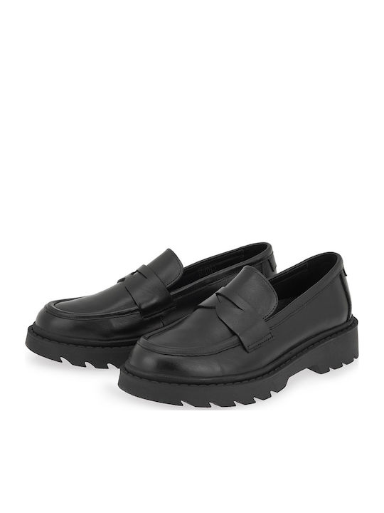Leather Women's Loafers in Black Color