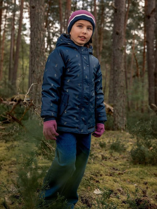 Waterproof Kids Casual Short Jacket with Lining & Hood Blue