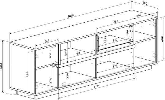 Bibliotecă Living Norda Crem M187xL40xÎ58.4cm